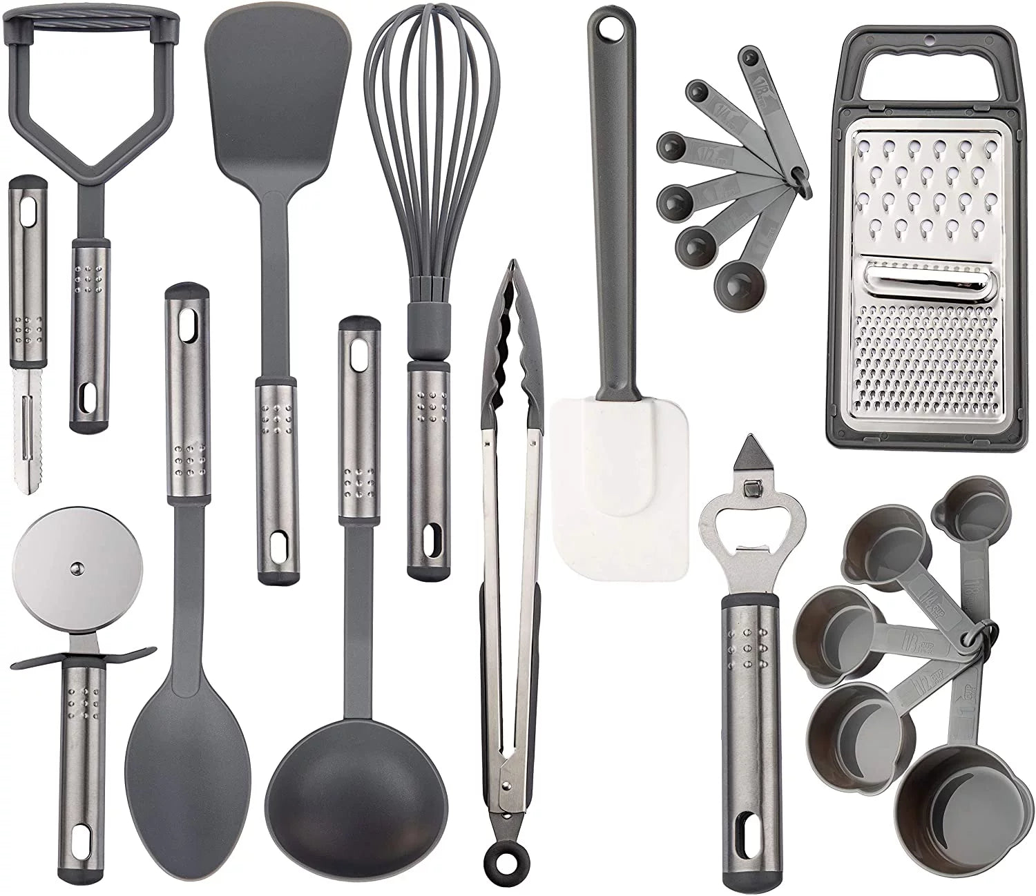 Lux Decor Collection Cooking Utensils Set-Kitchen Accessories, Nylon Cookware Set-Kitchen Gadget Tools of Black 23 Pieces