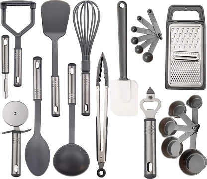 Lux Decor Collection Cooking Utensils Set-Kitchen Accessories, Nylon Cookware Set-Kitchen Gadget Tools of Black 23 Pieces