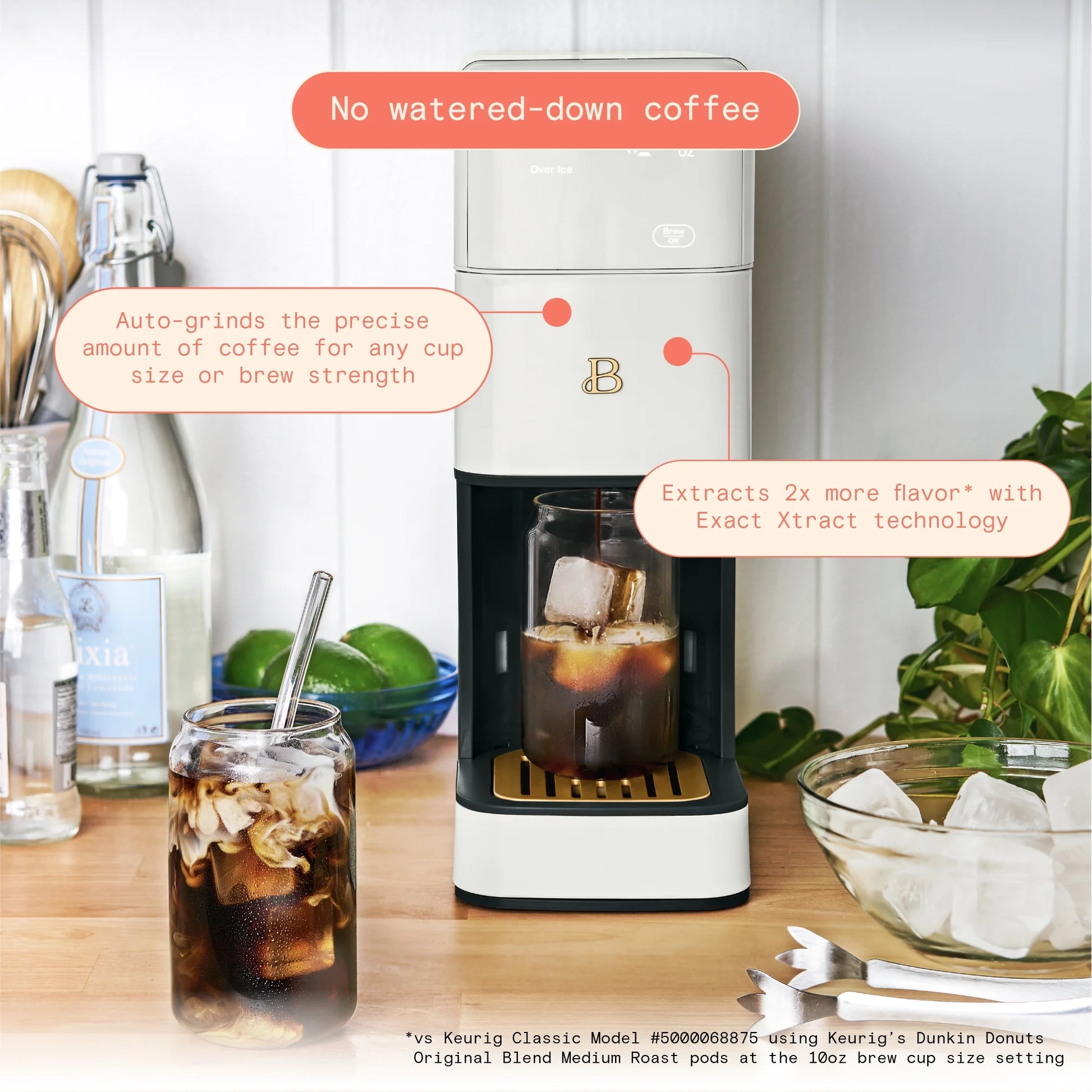 Beautiful Perfect Grind™ Programmable Single Serve Coffee Maker, White Icing by Drew Barrymore