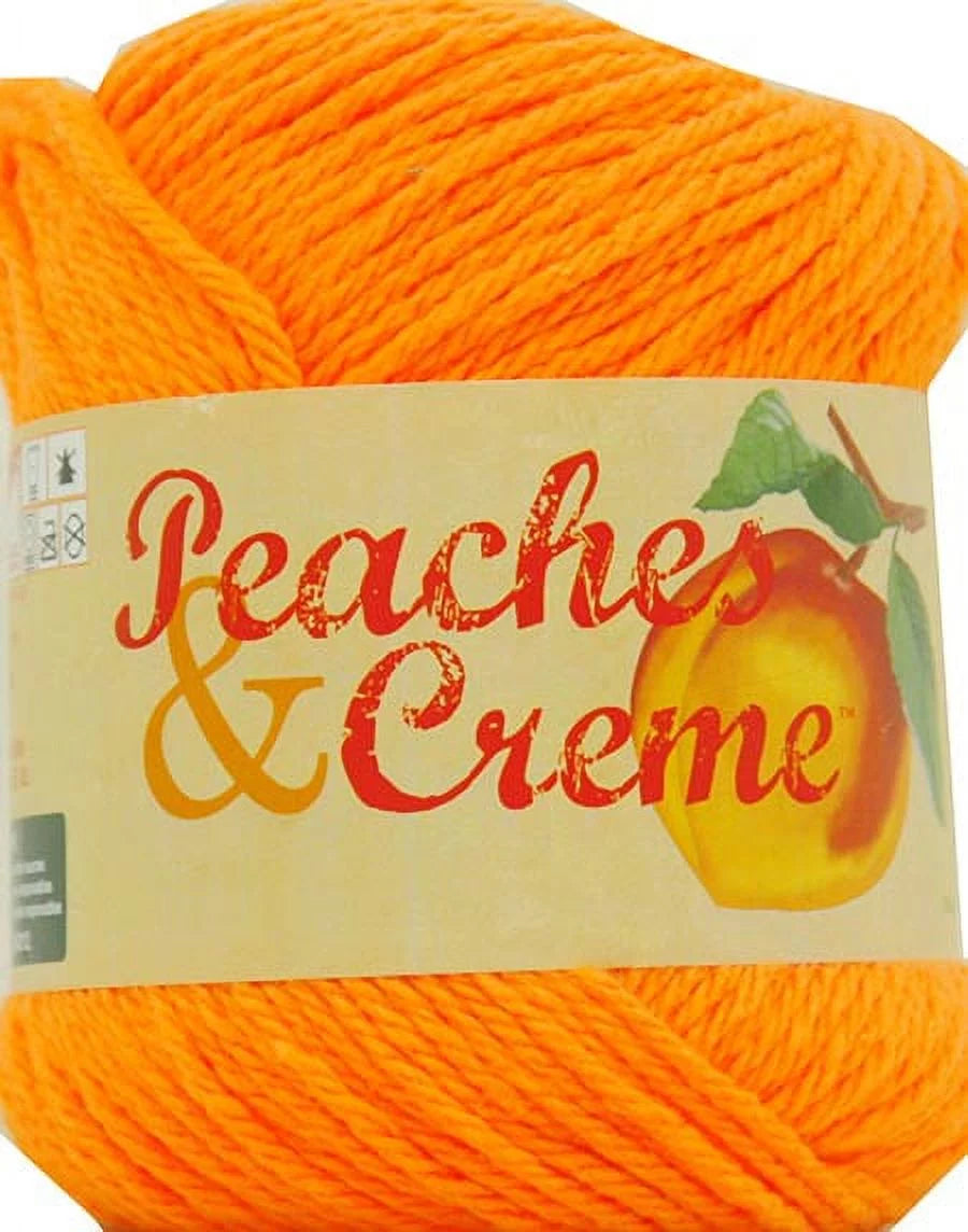 Peaches & Creme Solid 4 Medium Cotton Yarn, Bright Orange 2.5oz/70.9g, 120 Yards