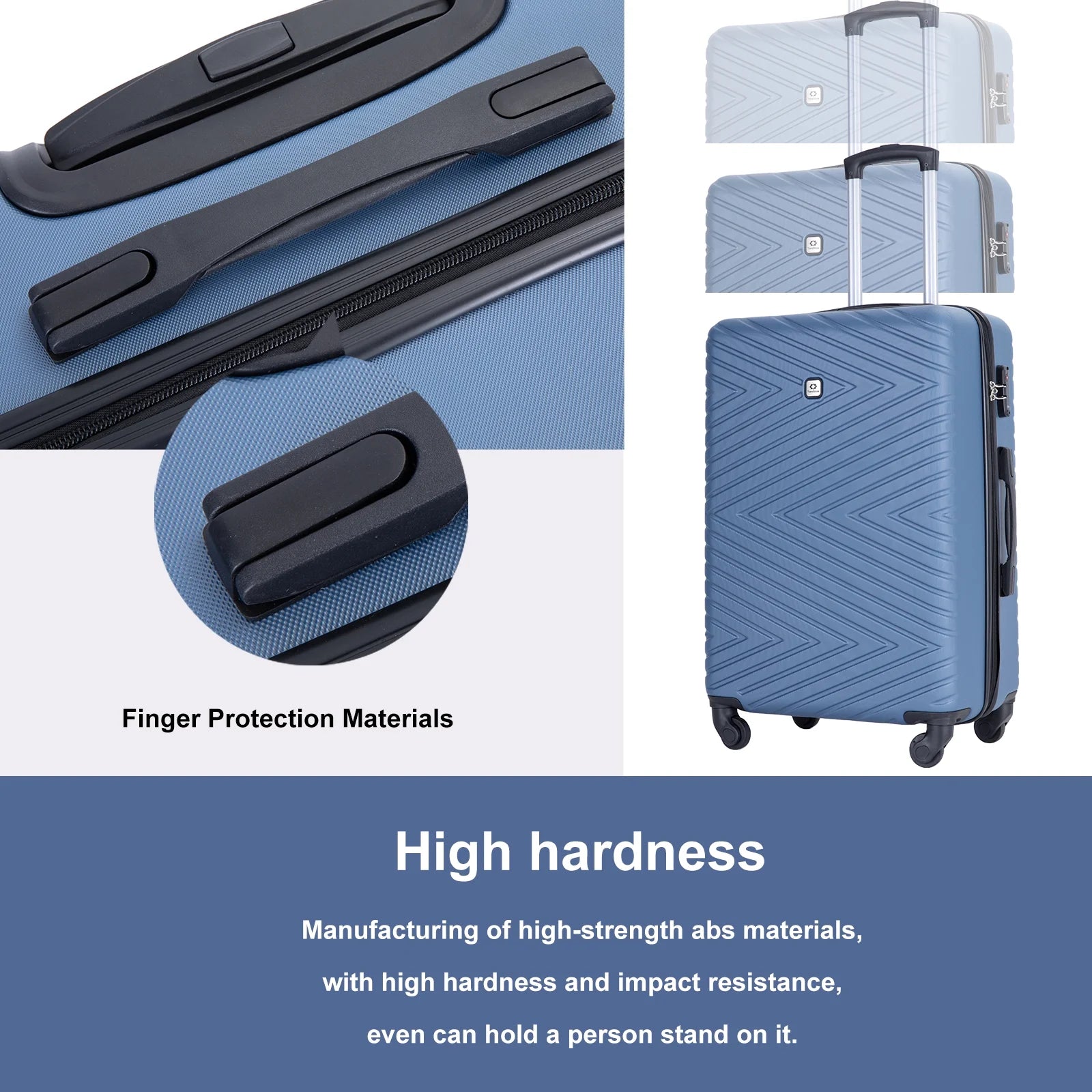 Travelhouse 4 Piece Hardshell Luggage Set Hardside Lightweight Suitcase with TSA Lock Spinner Wheels.(Blue)