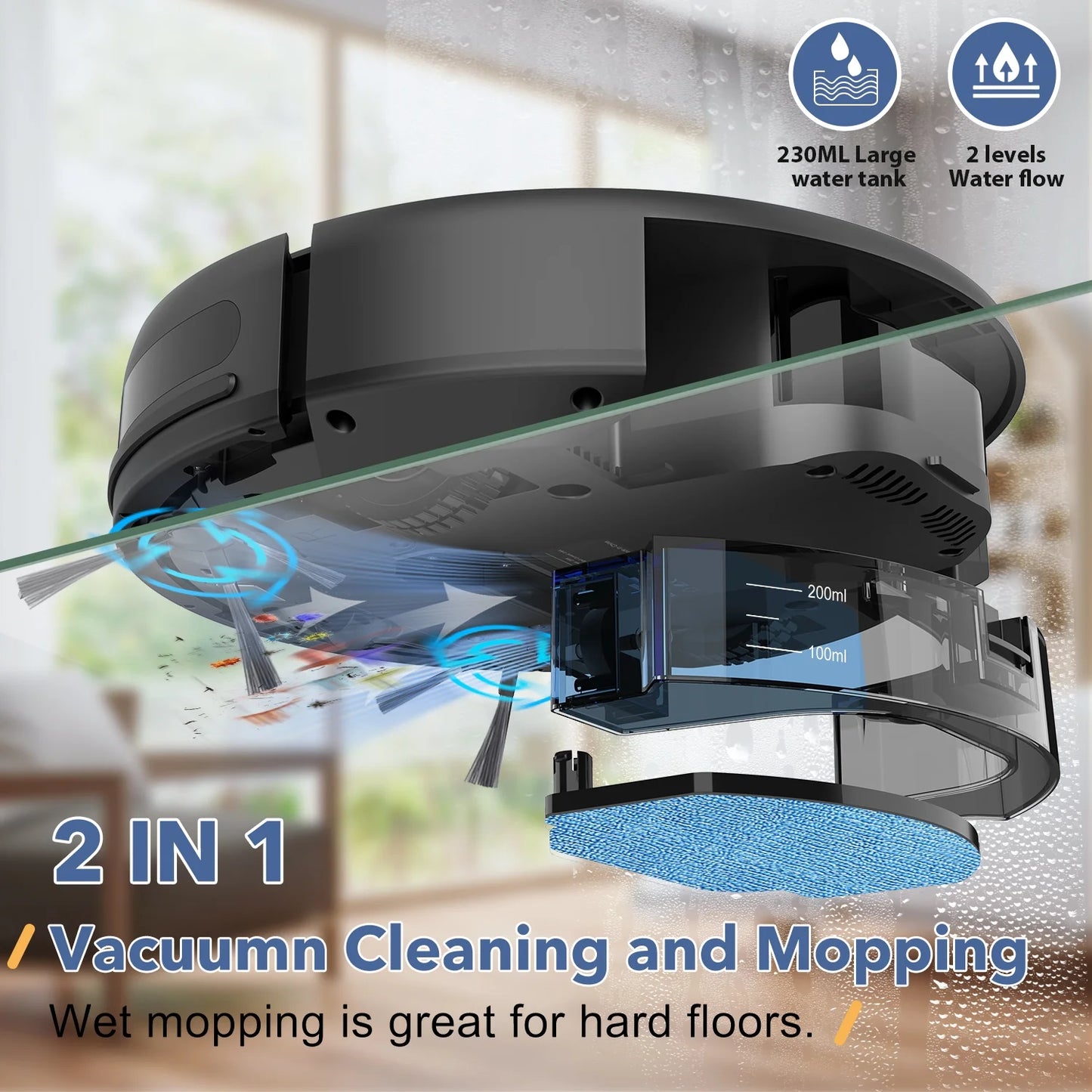 ONSON Robot Vacuum Cleaner, 2 in 1 Mop Combo for Pet Hair, Voice Control and Connect Alexa