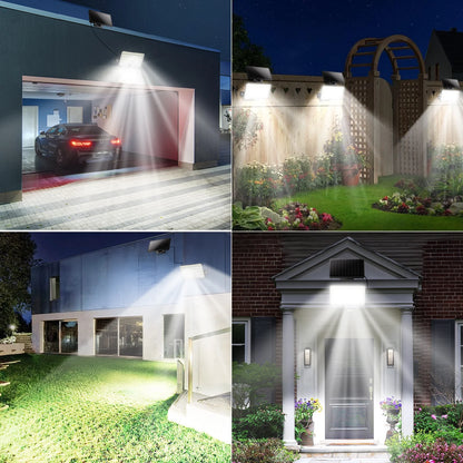 SZRSTH Solar Lights Outdoor - 2Pack LED Solar Powered Motion Sensor Lights with Remote Security Wall Flood Lights for Outside Garage