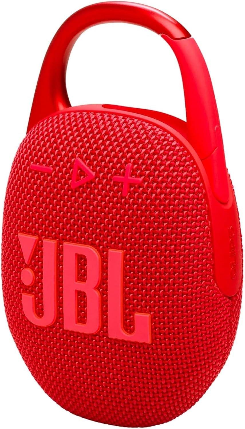 JBL Clip 5 - Ultra-Portable, Waterproof & Dustproof Bluetooth Speaker, Big Pro Sound with Punchy bass, Integrated Carabiner, Up to 12 Hours of Play, Made in Part with Recycled Materials (Red)