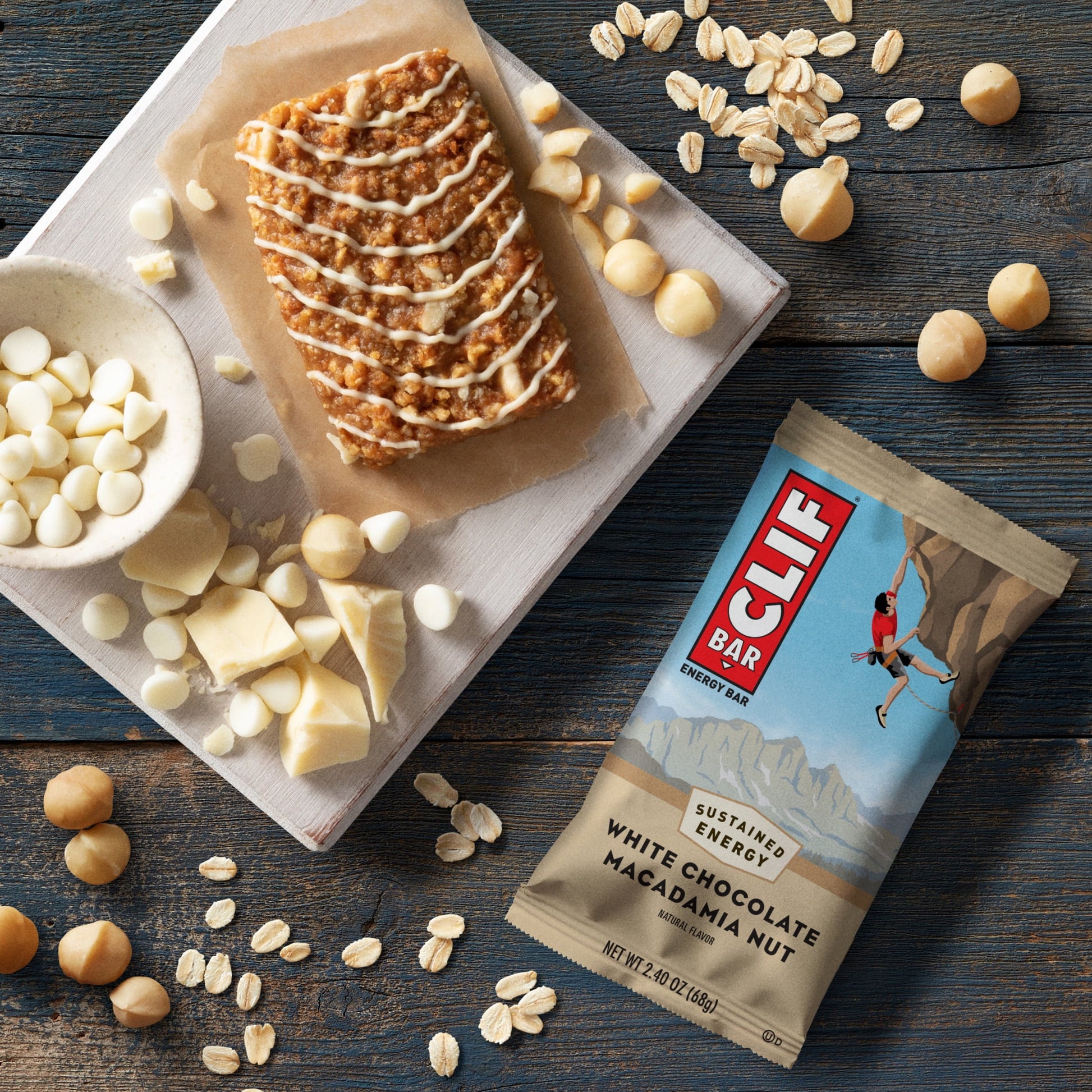 CLIF BAR - White Chocolate Macadamia Nut Flavor - Made with Organic Oats - 9g Protein - Non-GMO - Plant Based - Energy Bars - 2.4 oz. (12 Pack)