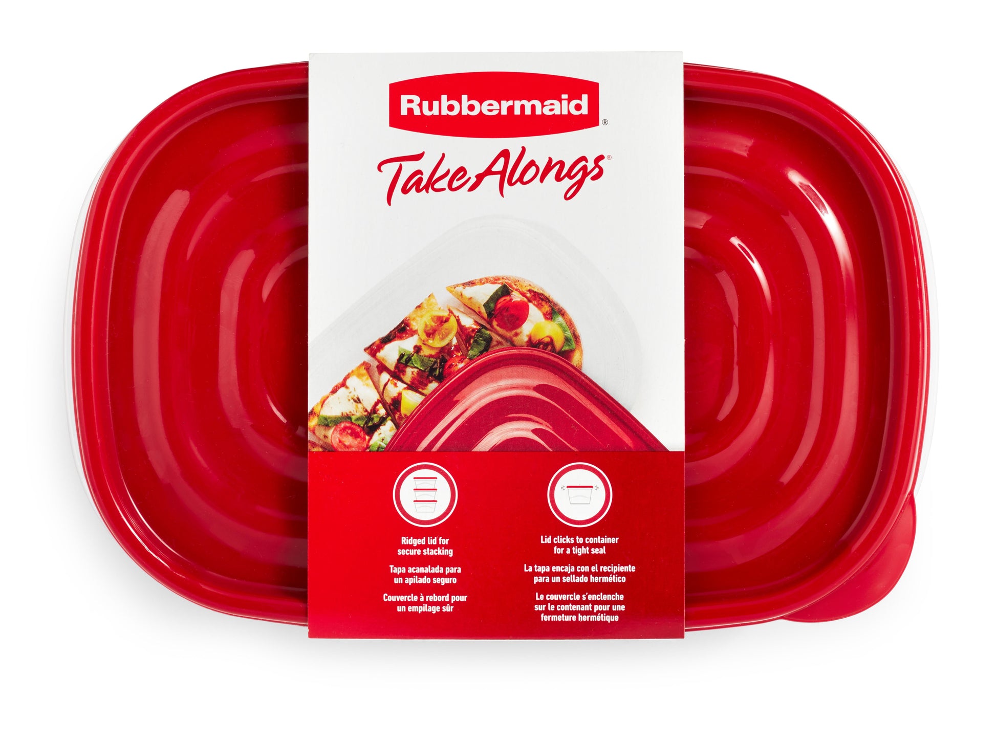 Rubbermaid TakeAlongs 4 Cup Rectangle Food Storage Containers, Set of 3, Red