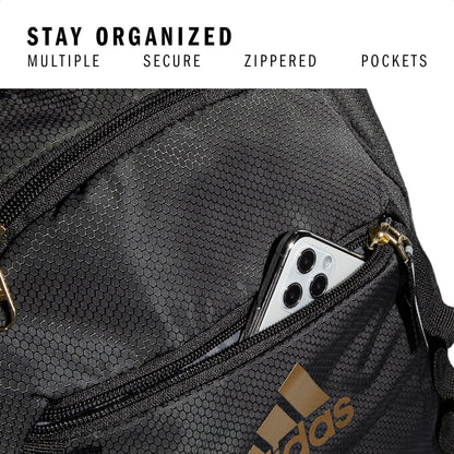 adidas Excel Backpack for Men & Women – Durable Large Athletic Laptop Bag, Black/Gold Metallic, One Size