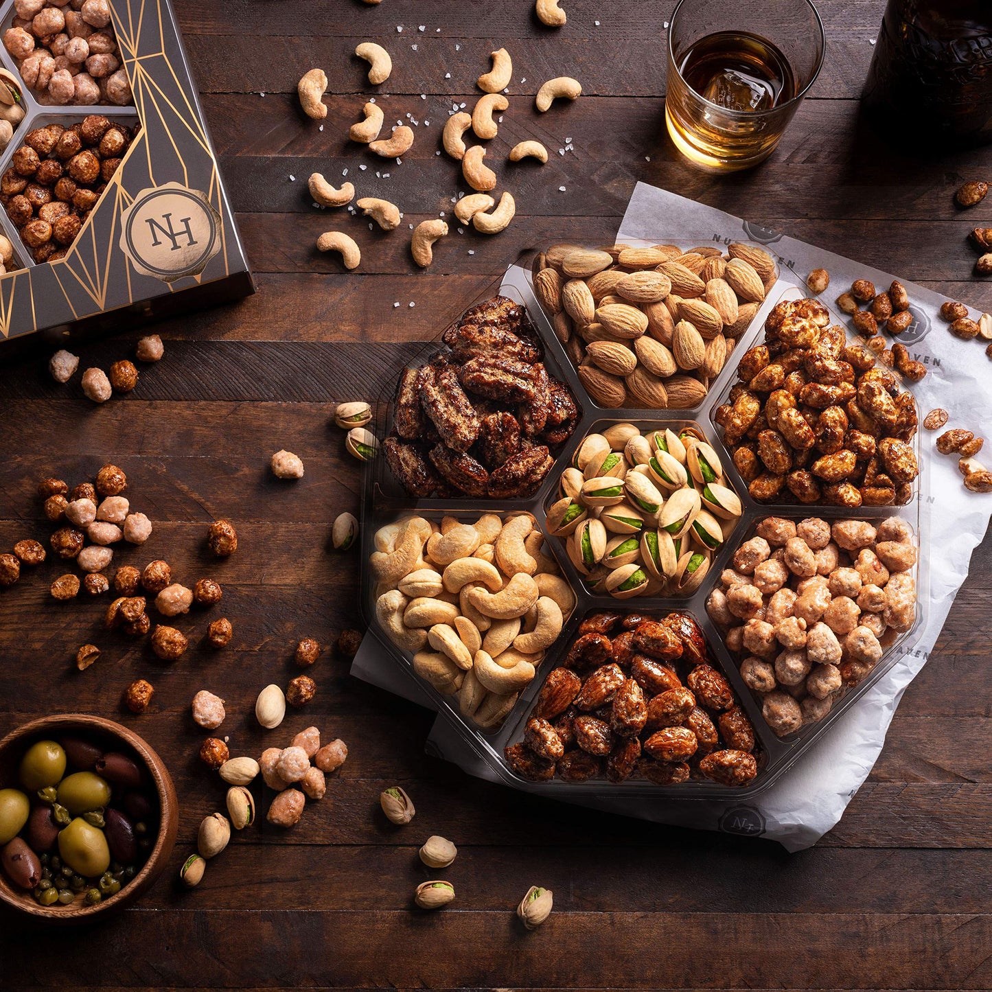 Fathers Day Nuts Gift Basket - Assortment of Sweet & Roasted Salted Gourmet Nuts - Assorted Food Gift Box for Husband, Dad, Him, Fathers Day, Family, Sympathy, Men & Women.