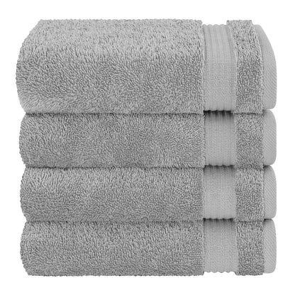Cotton Paradise Hand Towels for Bathroom, 100% Cotton Turkish 4 Piece Hand Towel Set, Soft Absorbent Face Towels Clearance Set, Light Gray Hand Towels