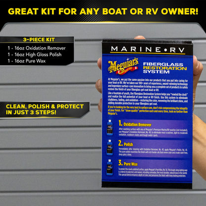 Meguiar's M4965 Marine/RV Fiberglass Restoration System - RV and Boat Gel Coat Restoration for Professional Results - Enhance Your Boat's Appearance and Increase Your Boat's Value