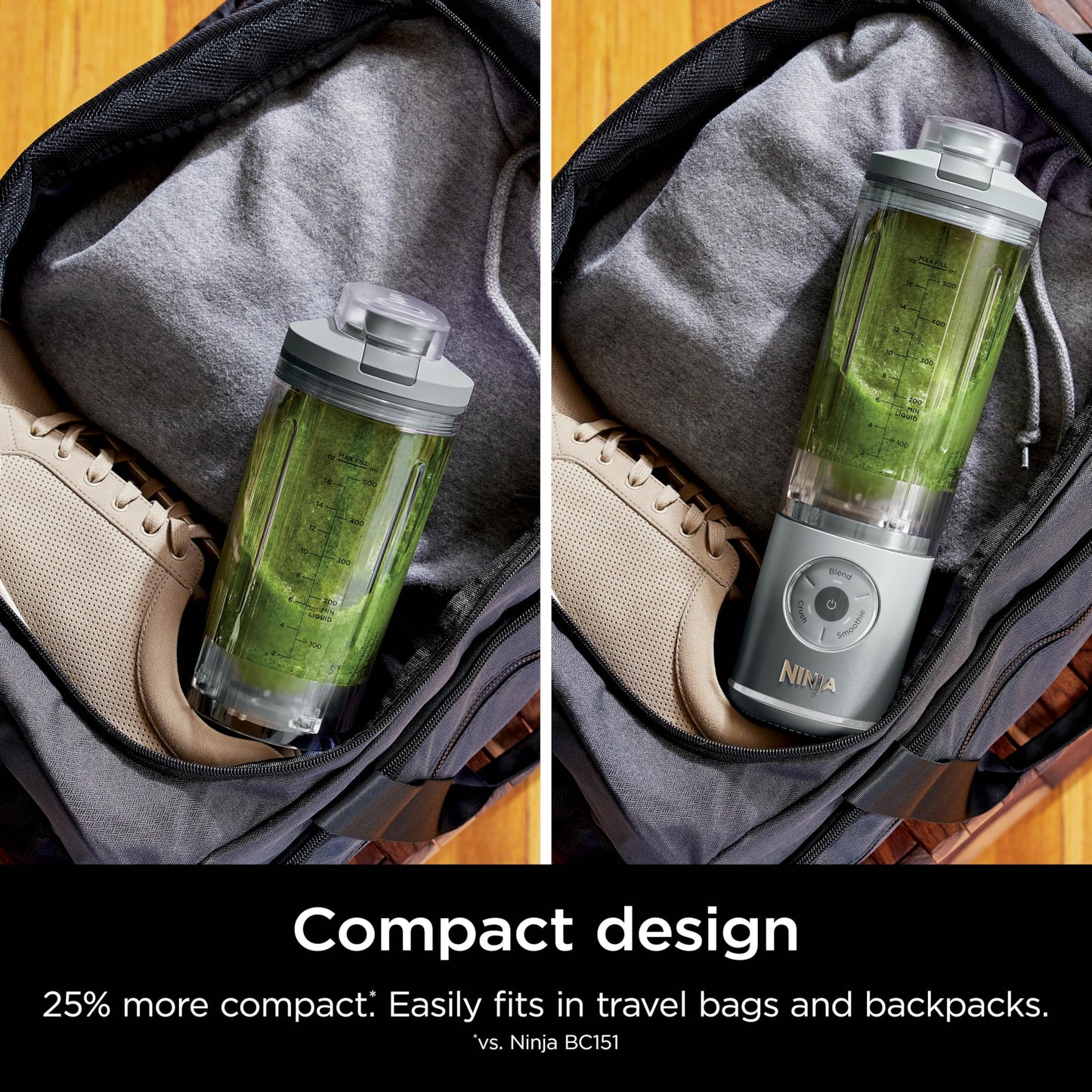 Ninja Blast Max, Portable Blender + Twist & Go, Personal Smoothie, Blend, Ice Crush, 3 Programs, Cordless, 22 oz removable Vessel, Dishwasher Safe, Leakproof, Silver, BC251SL