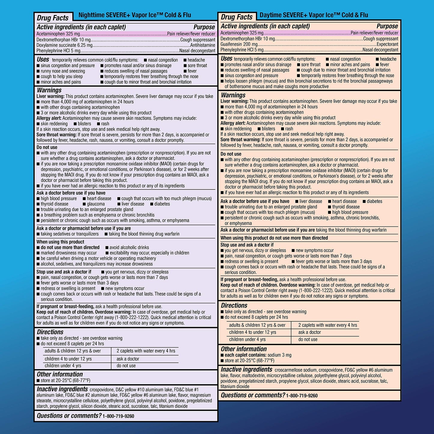 Amazon Basic Care Vapor Ice Day and Night Severe Cold and Flu Relief Caplets, Maximum Strength Medicine, Combo Pack, 48 Count