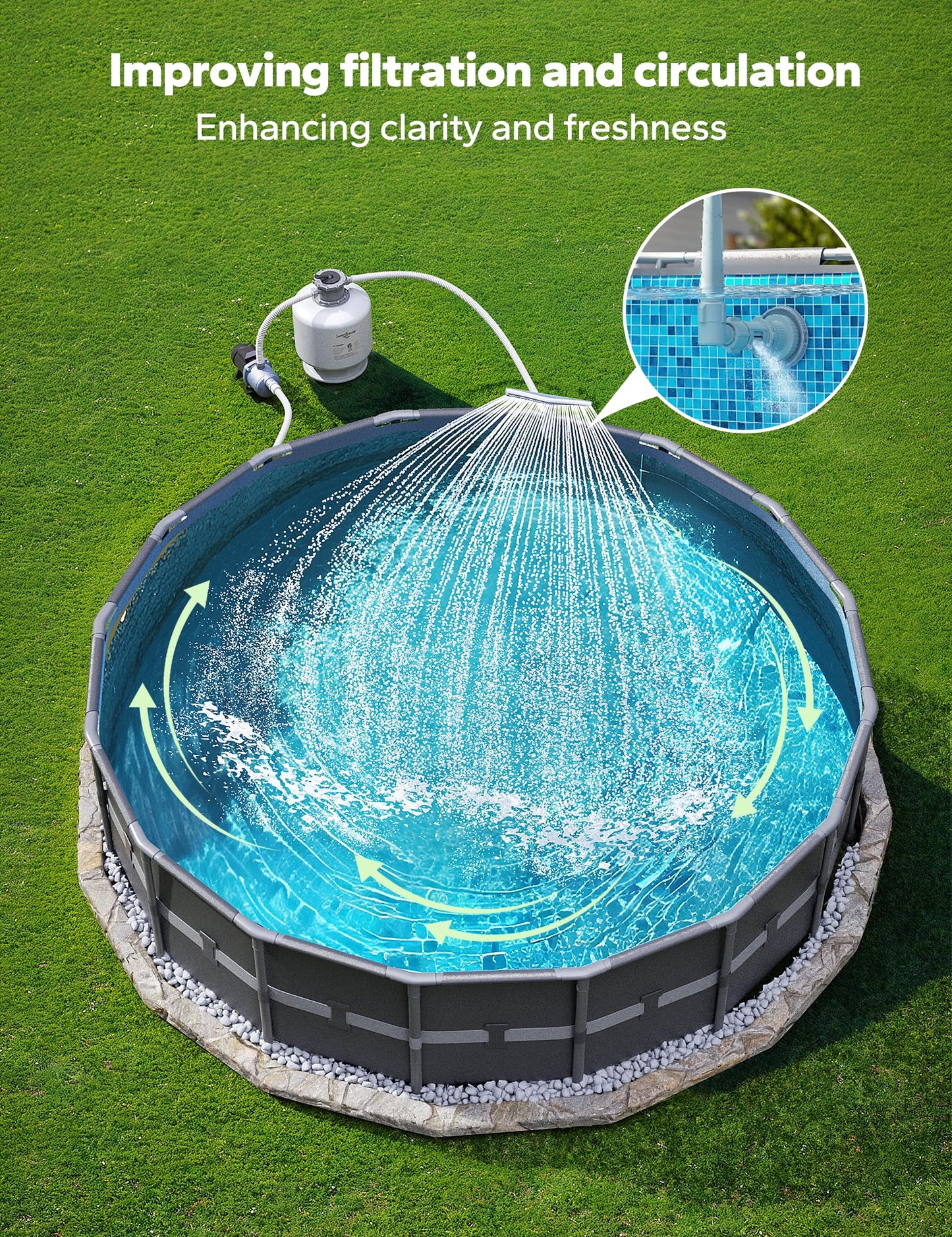 Pool Fountains for Above and In-ground Pools【Original by POOLHACKER】, Adjustable Whale Tail Waterfall Wide Width Pool Sprinkler Fountain for Relaxation & Cooling 10-20 Degrees