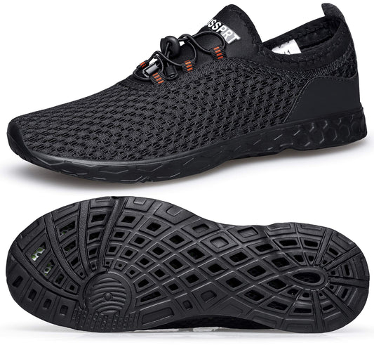 DOUSSPRT Men's Water Shoes Quick Drying Sports Aqua Shoes AllBlack Size 11