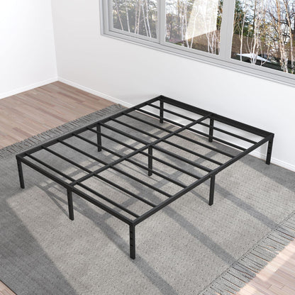 Maenizi 14 Inch Metal Bed Frame Queen Size No Box Spring Needed, Heavy Duty Platform Support Up to 3000 lbs, Easy Assembly, Noise Free, Black