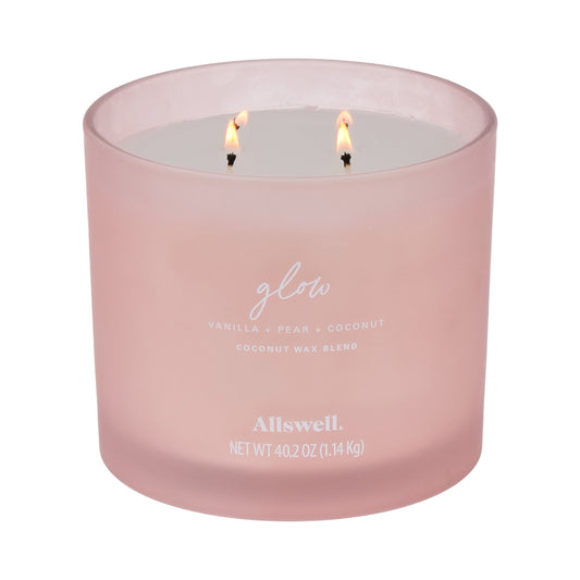 Allswell Glow (Vanilla + Pear + Coconut) Scented 4-Wick Spa Jar Candle 40.2oz