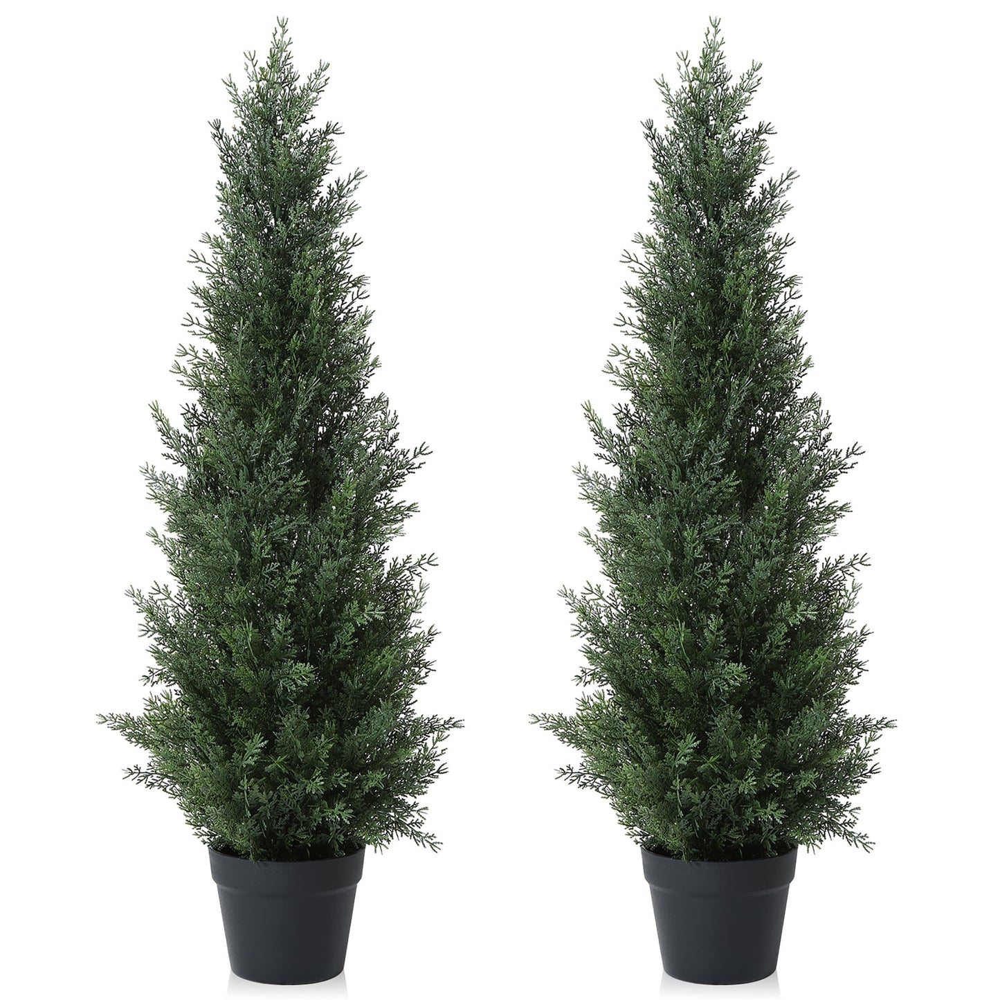 Artificial Cedar Tree 2 Pack 3 ft Outdoor Artificial Topiary Cedar Plants Fake Tree UV Rated Potted Plants for Porch Decor Faux Pine Tree for Perfect Housewarming Gift