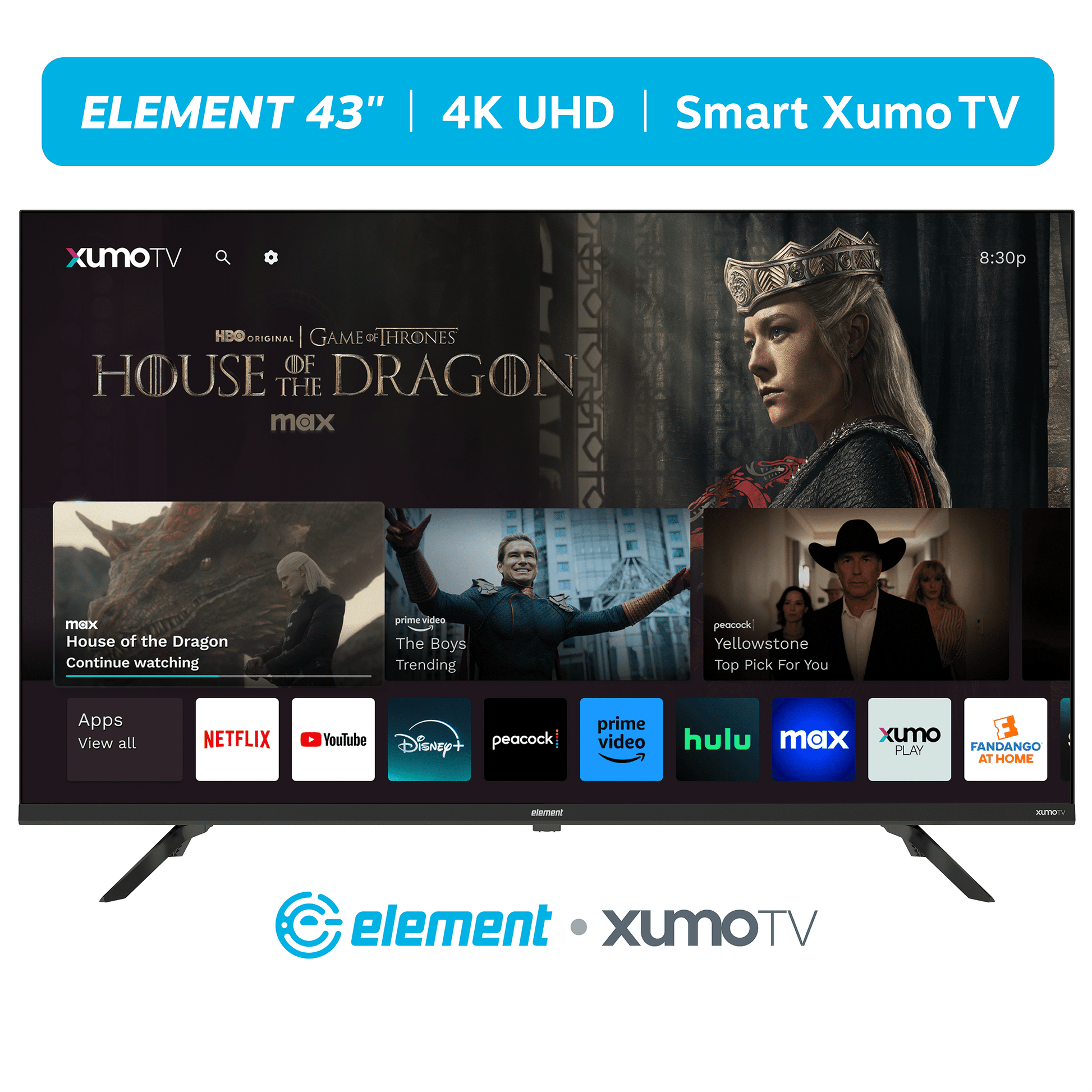 Element 43" Class 4K UHD (2160p) LED XUMO Smart Television HDR (E550AE43C-G)