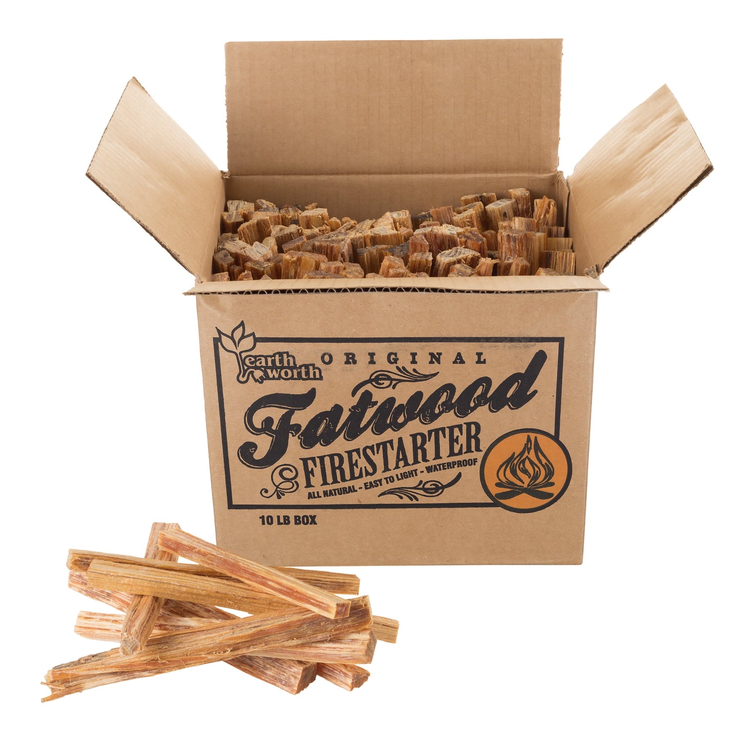 Fatwood Firestarter Kindling Sticks for Wood Stoves, Fireplaces, Bonfire Pits, Camping, Grill, Survival Quickstart Tinder by Pure Garden, 10 or 25 lb. Box