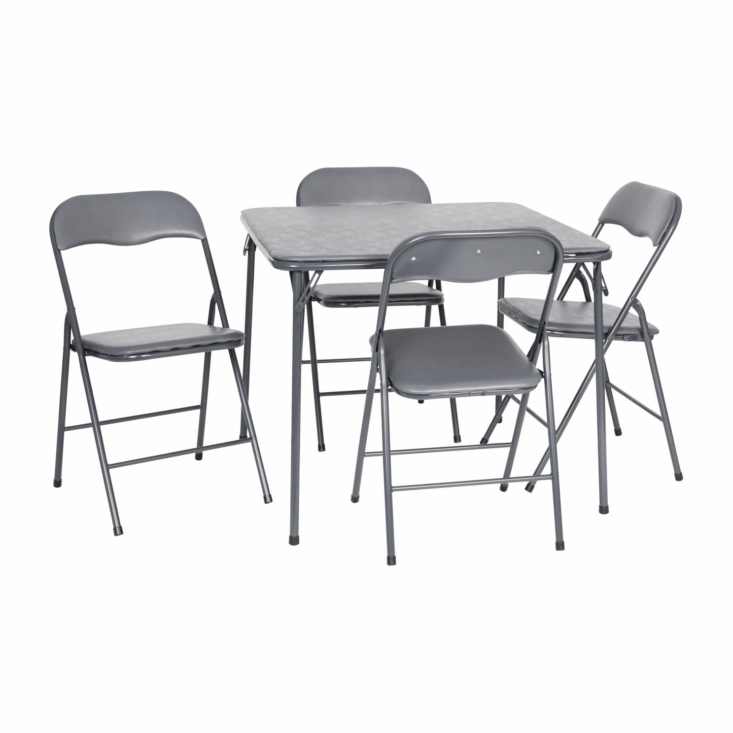 Flash Furniture Madison 5-Piece Indoor/Outdoor Vinyl Folding Card Table and Chairs Set, Gray