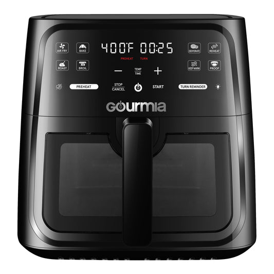 Gourmia 8-Quart Digital Window Air Fryer, with 8 One-Touch Functions, Black