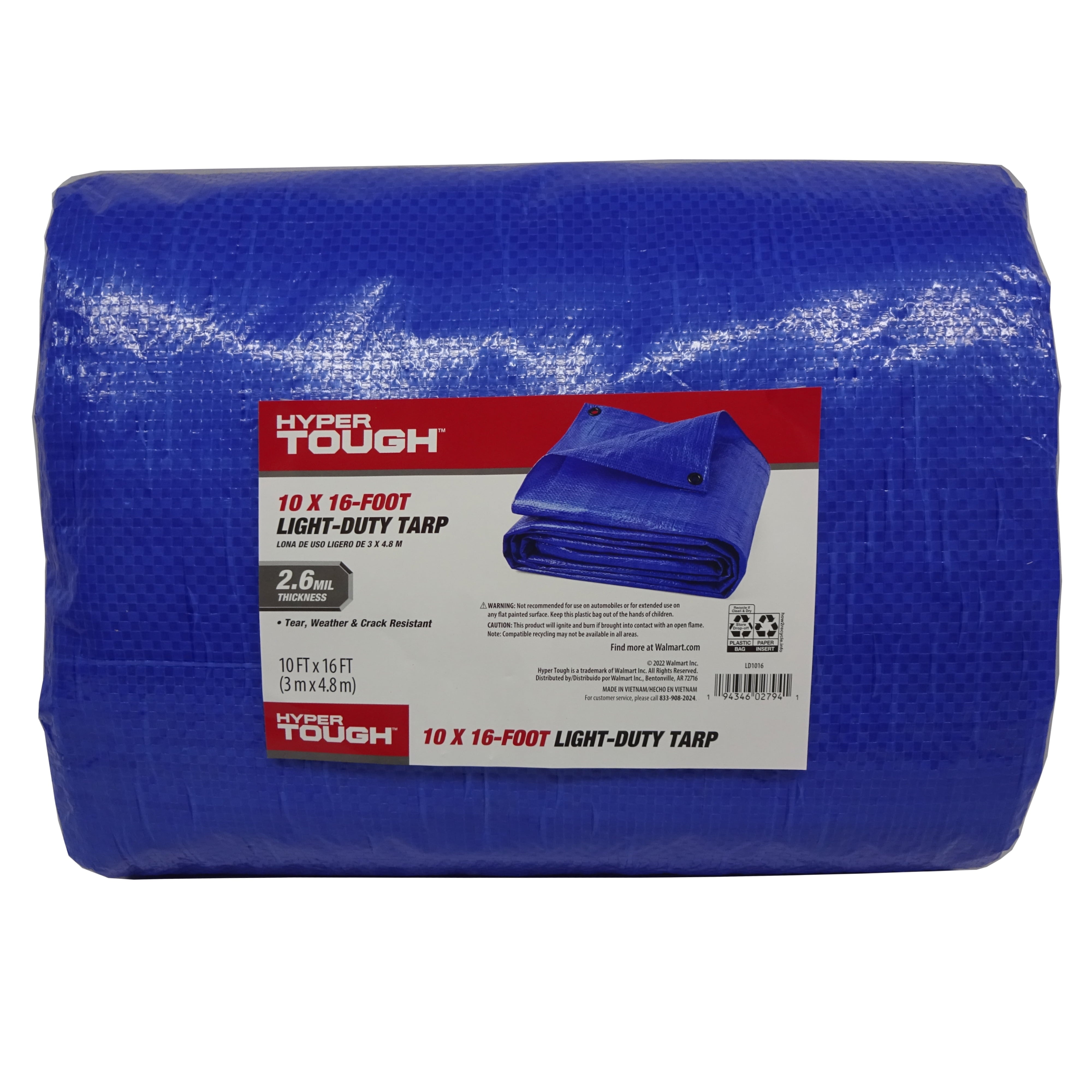 Hyper Tough Weather Resistant Light-Duty 10' x 16' Polyethylene Tarp ...