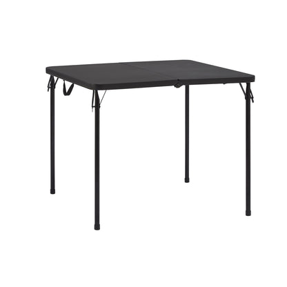 Mainstays 34" Square Resin Fold-in-Half Table, Rich Black