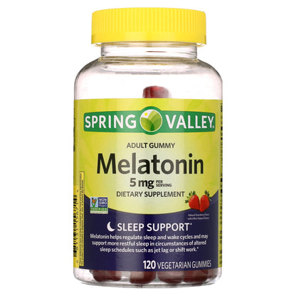 Spring Valley Melatonin Pectin Dietary Supplement Gummies, Strawberry, 5 mg, 60 Count