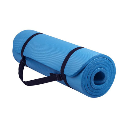 BalanceFrom All-Purpose 1/2 In. High Density Foam Exercise Yoga Mat Anti-Tear with Carrying Strap, Blue