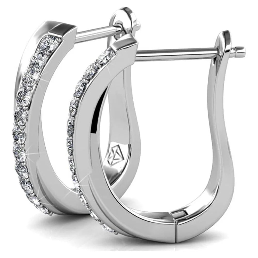 Cate & Chloe Amaya 18k White Gold Plated Hoop Earrings with Swarovski Crystals Gift for Women