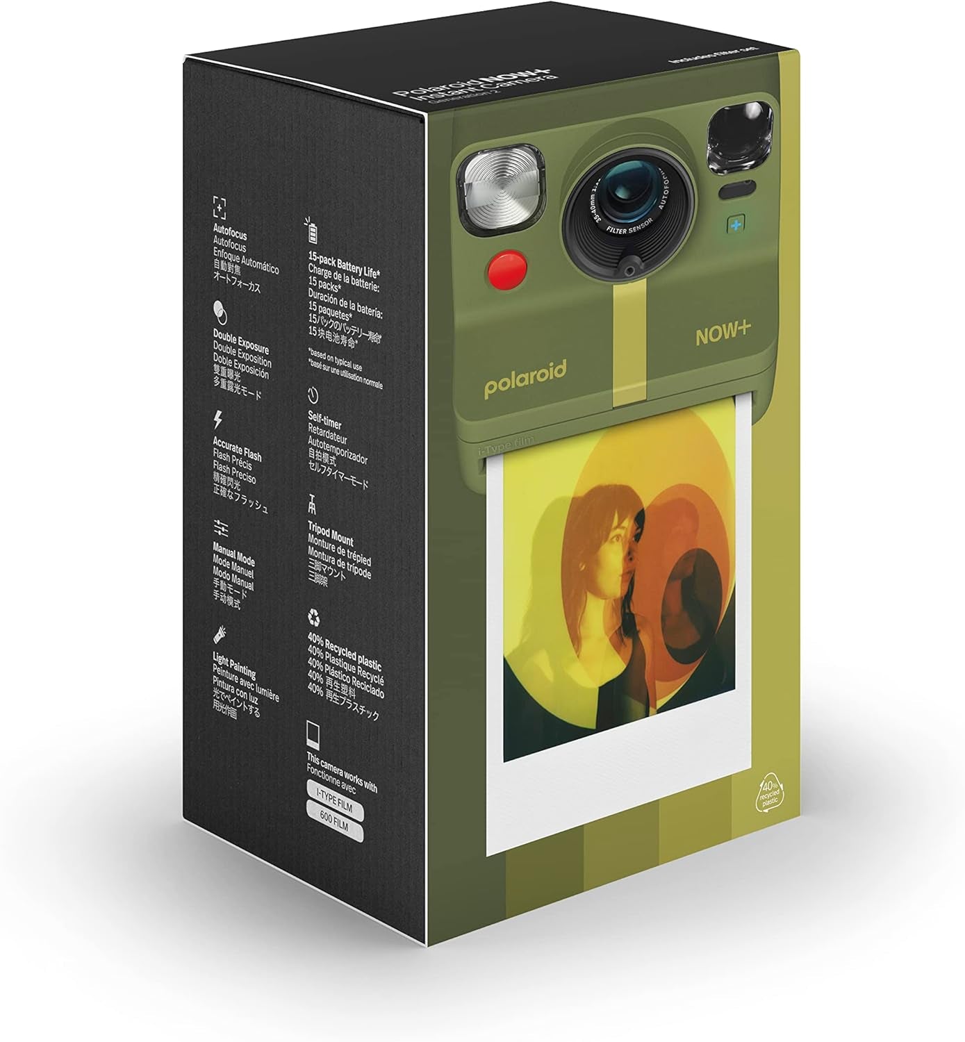 Polaroid Now+ 2nd Generation I-Type Instant Film Bluetooth Connected App Controlled Camera - Forest Green (9075)