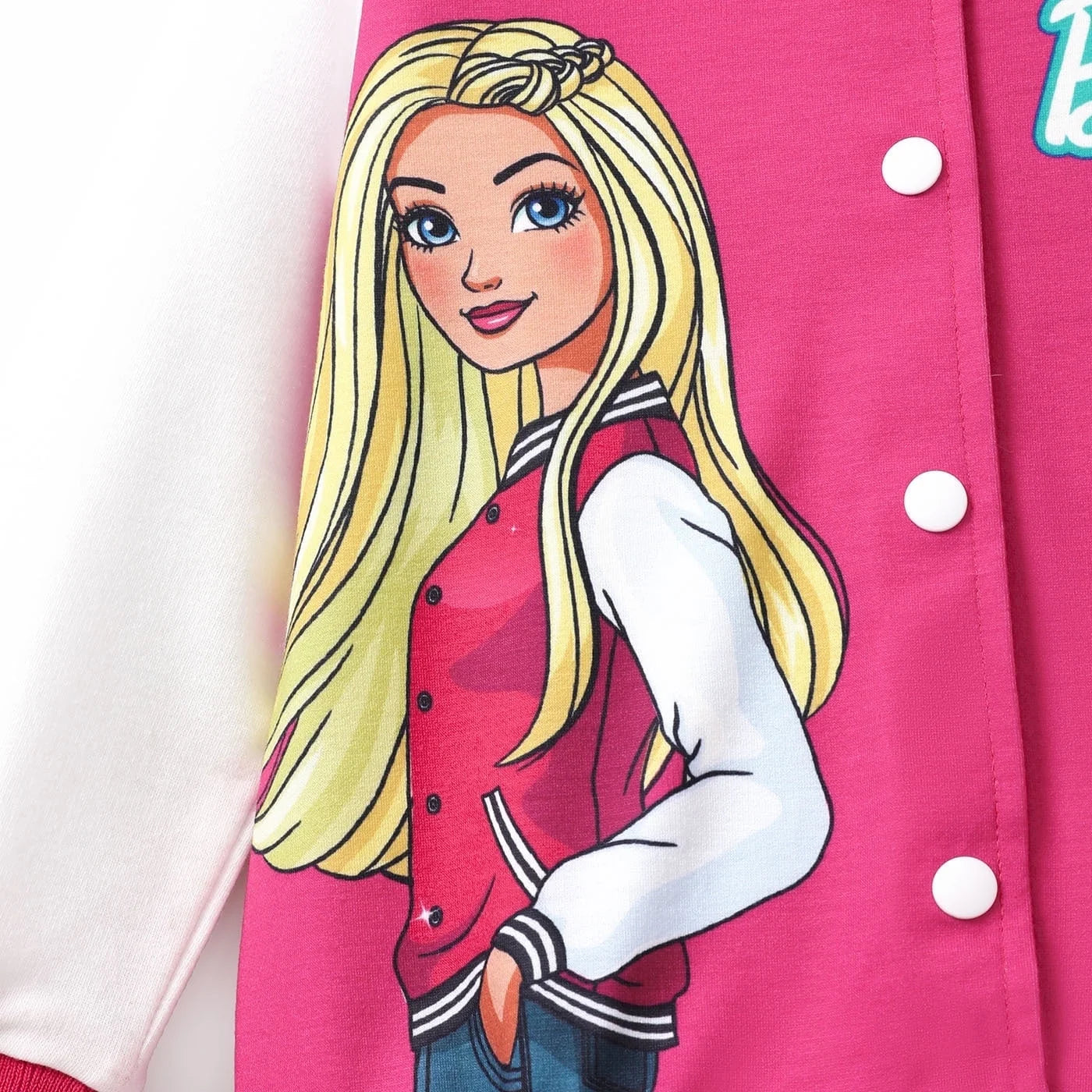 Barbie Girls Bomber Jacket Graphic and Letter Print Colorblock Lightweight Sweatshirt Varsity Jacket Gift Sizes 3-10