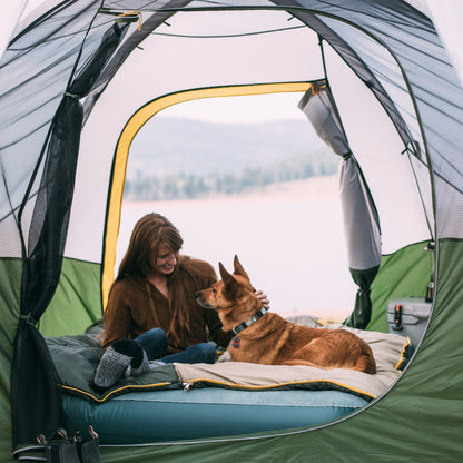 Slumberjack Aspen Grove 8-Person 2 Room Hybrid Dome Tent, with Full Fly, Off-White / Green