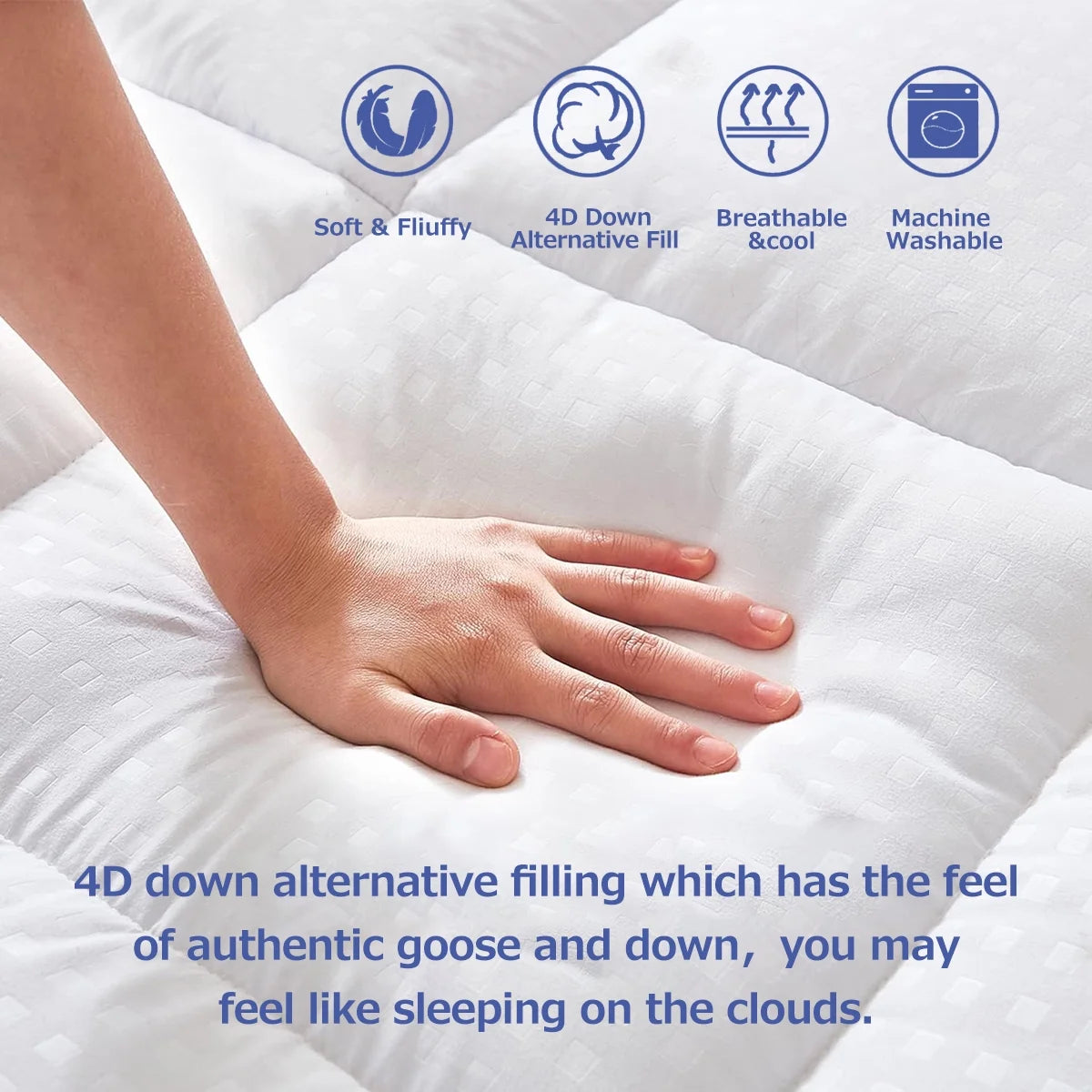 JUSTLET Extra Thick California King Mattress Topper, Cooling Mattress Pad Cover, 2" Mattress Topper with 8-21 Inch Deep Pocket Soft Comfortable Breathable, White