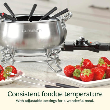 Cuisinart Fondue Pot, 3 Quart, For Chocolate, Cheese, Broth, Oil, Stainless Steel, CFO-3SSP1