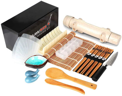 Sushi Making Kit, Delamu Upgrade 22 in 1 Sushi Maker Bazooker Roller Kit with Bamboo Mats