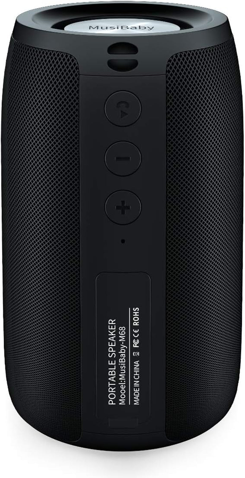 Bluetooth Speaker,MusiBaby Speaker,Wireless,Outdoor, Waterproof,Portable Speaker,Dual Pairing, Bluetooth 5.0,Loud Stereo,Booming Bass,24H Playtime for Home&Party, (BLK)