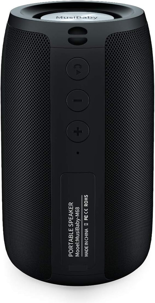 Bluetooth Speaker,MusiBaby Speaker,Wireless,Outdoor, Waterproof,Portable Speaker,Dual Pairing, Bluetooth 5.0,Loud Stereo,Booming Bass,24H Playtime for Home&Party, (BLK)