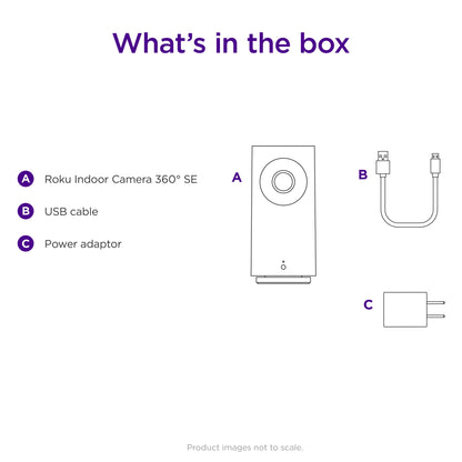 Roku Smart Home Indoor Camera 360° SE Wi-Fi®-Connected - Wired 1080p Security Surveillance Camera with Motion Detection and Tracking