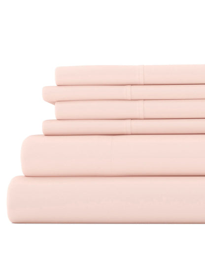 Comfort Canopy - Ultra Soft 6 PC Microfiber Adult Bed Sheet Set - 19 Vibrant Colors with Extra Pillowcases - Blush Bed Sheets for King, Queen, Full, & Twin Beds