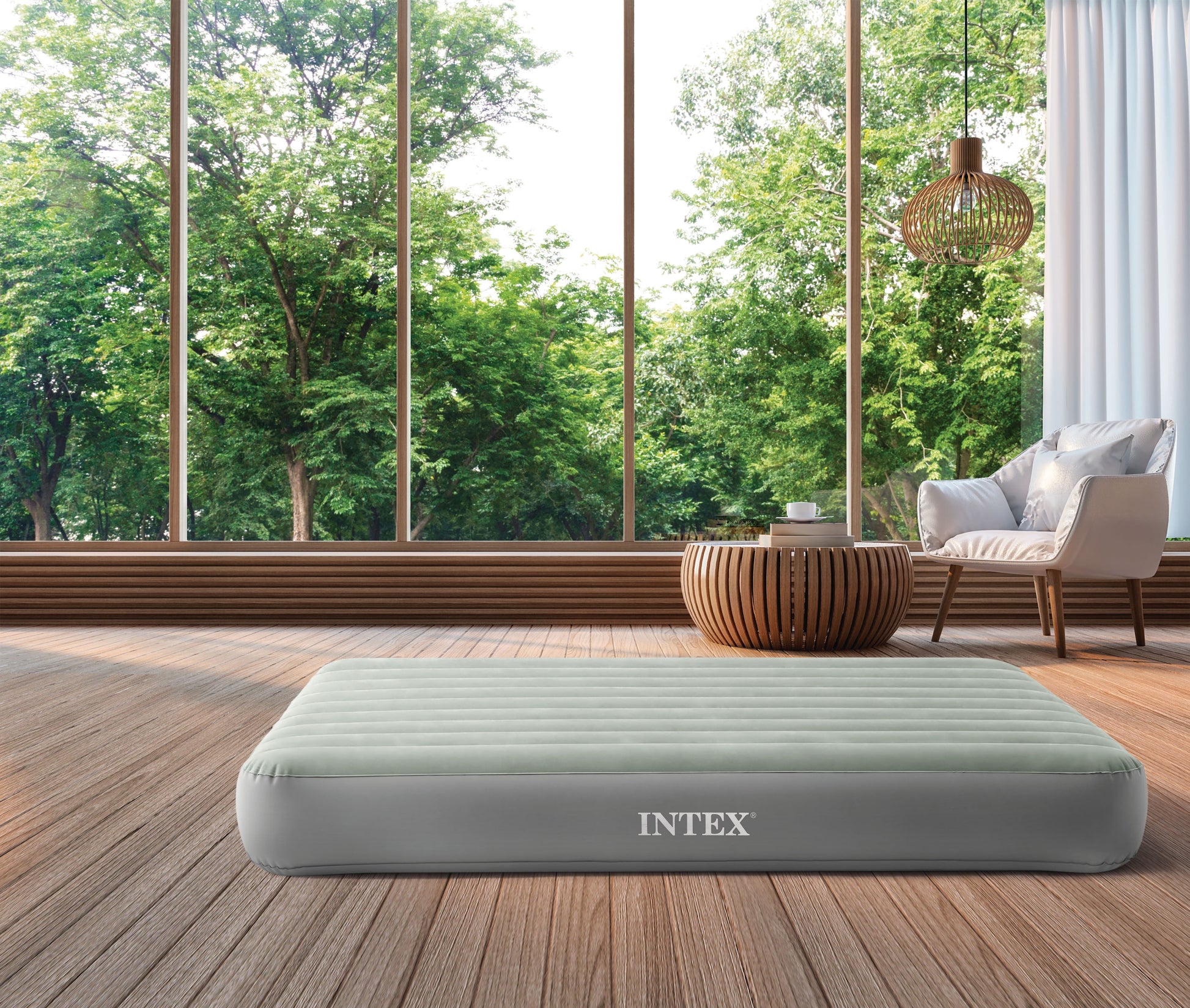 Intex 10" Queen Standard Dura-Beam Airbed Mattress with Built in Pump