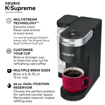 Keurig K-Supreme Single Serve K-Cup Pod Coffee Maker, MultiStream Technology, Black