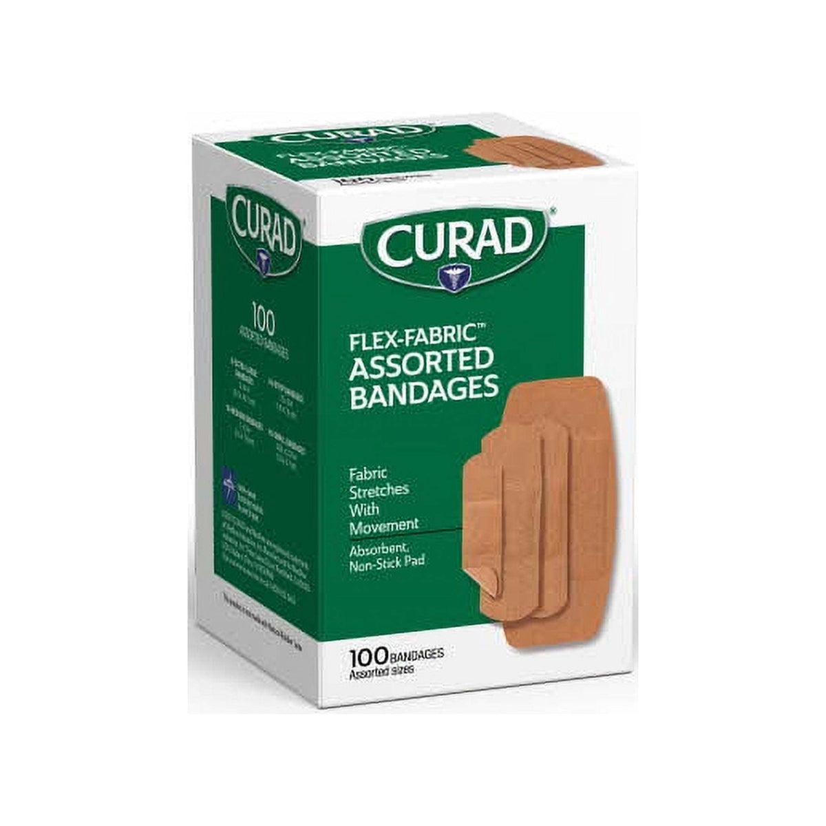 CURAD Flex Fabric Assorted Size Bandages, 100 Count