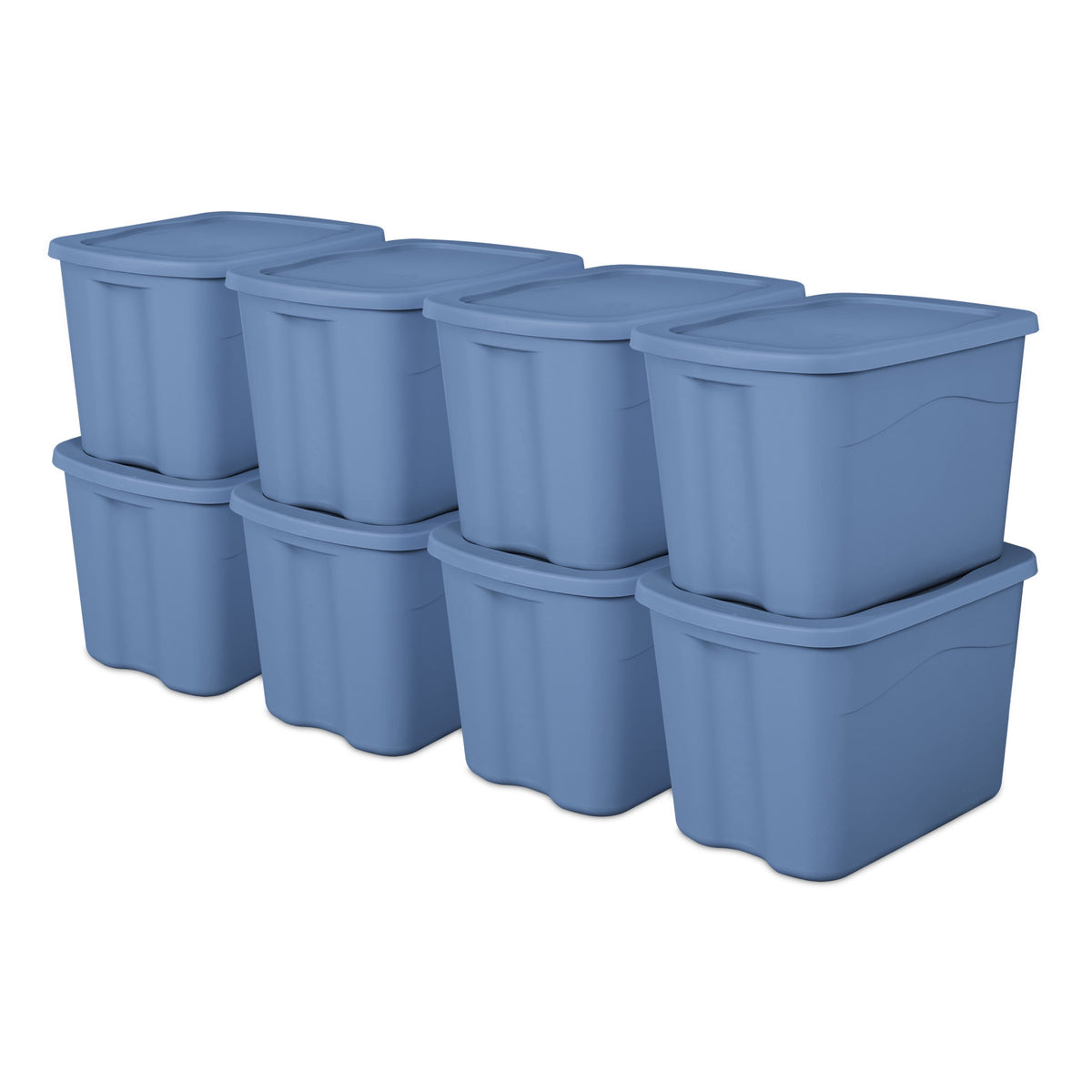 Sterilite 18 Gal Large Plastic Storage Bin with Snap-On Lid, Light Blue, 8 Pack