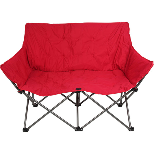 Ozark Trail Padded Folding Love Seat Camping Chair, Red
