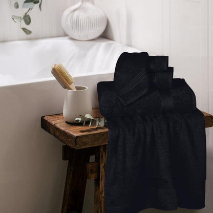 MALLONI HOME Ultra Soft 6 Pack Cotton Towel Set, Contains 2 Bath Towels 28x55 inch, 2 Hand Towels 16x24 inch & 2 Wash Coths 12x12 inch, Ideal for Everyday use, Compact & Lightweight - Black