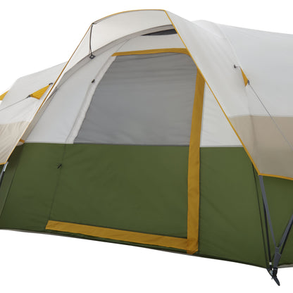 Slumberjack Aspen Grove 8-Person 2 Room Hybrid Dome Tent, with Full Fly, Off-White / Green