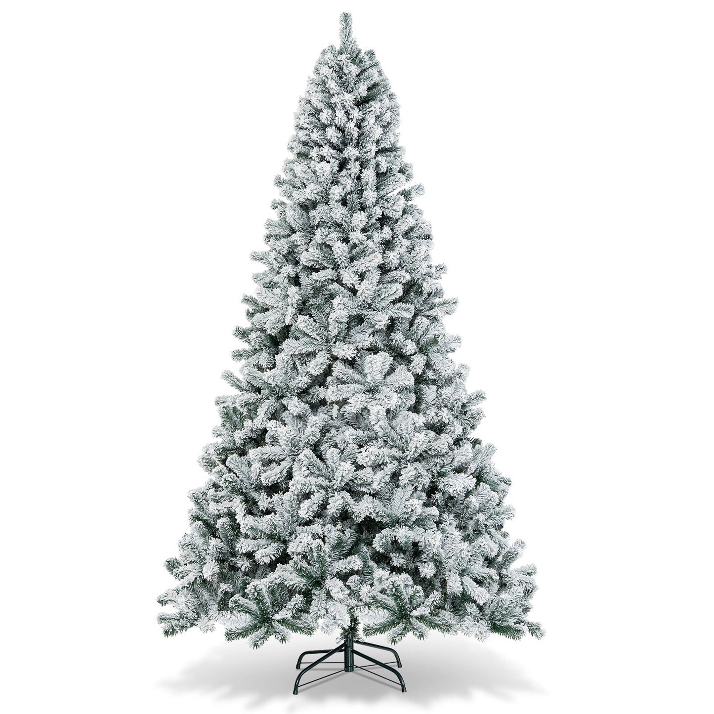 Costway 9ft Snow Flocked Hinged Artificial Christmas Tree Unlit Metal