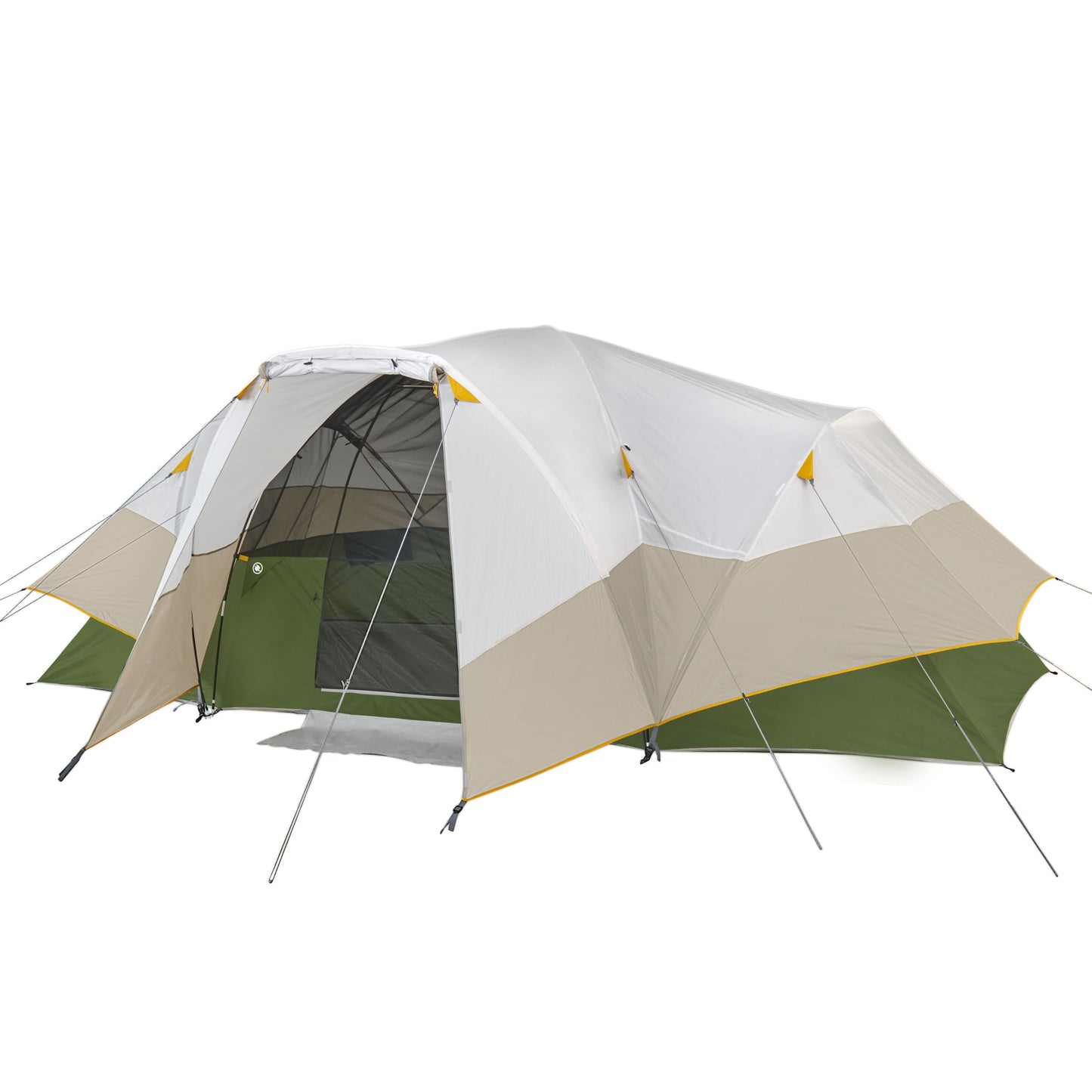 Slumberjack Aspen Grove 8-Person 2 Room Hybrid Dome Tent, with Full Fly, Off-White / Green