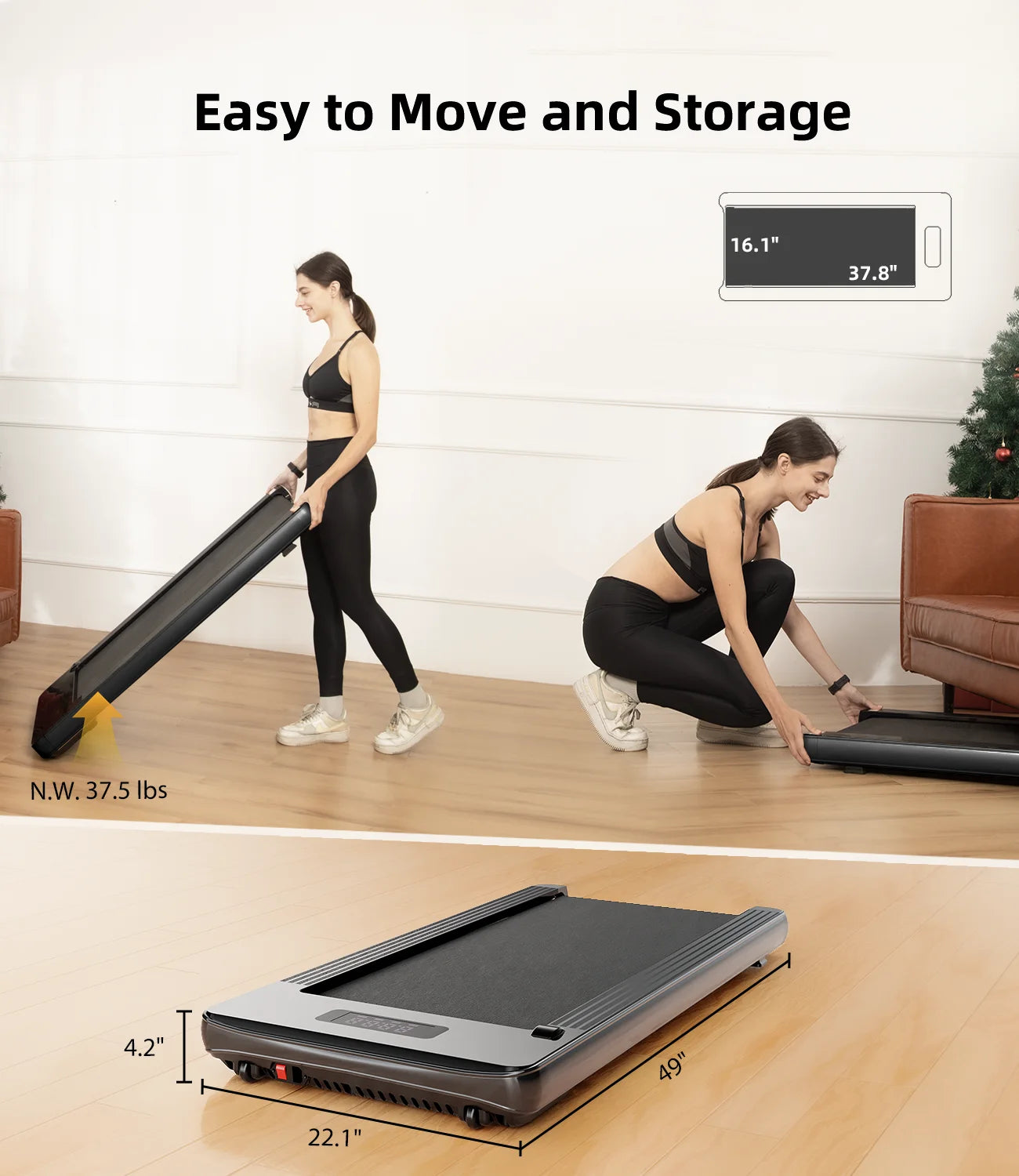 Bifanuo Walking Pad - Under Desk Treadmill, Treadmill for Home/Office, Quiet and Stable Pad with Remote Control LED Display- Ideal for Fitness Enthusiasts